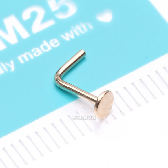 14 Karat Gold Round Disc Top L-Shaped Nose Ring - Picture 1 of 5
